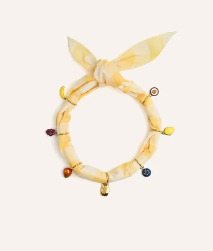 bandana charms perro vichy amarillo frutas, sira1