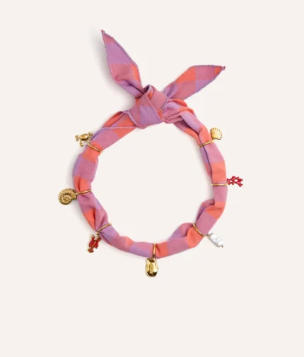 bandana charms perro vichy violeta coral, sira1