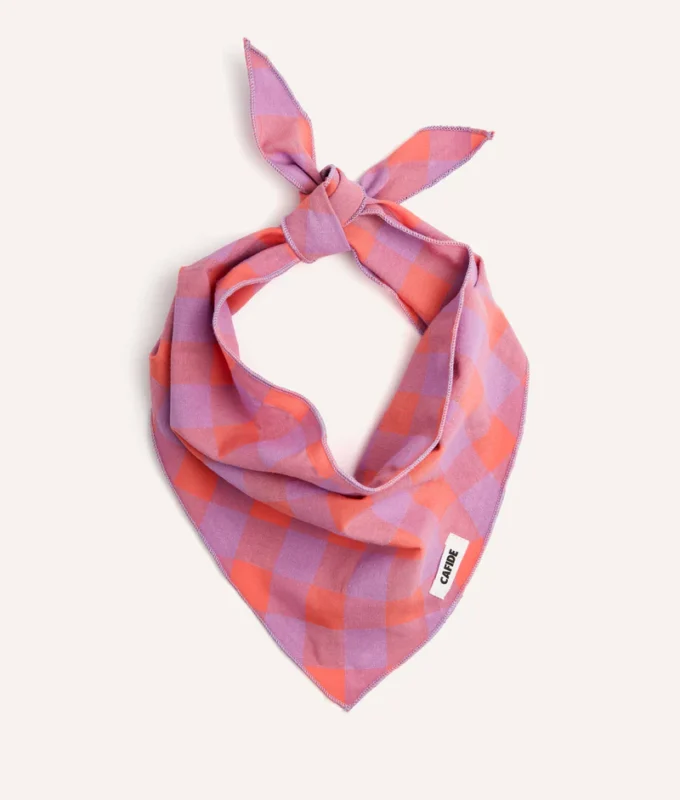 bandana perro diseño vichy violeta, nata1