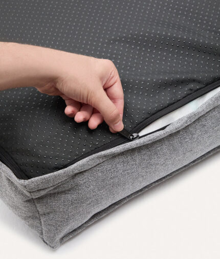 funda de cama gris, cuadra2