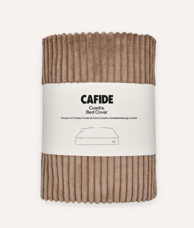 funda de cama pana moca beige, cuadra1