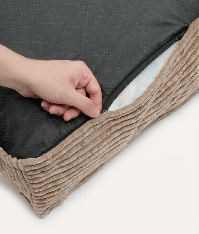 funda de cama pana moca beige, cuadra2