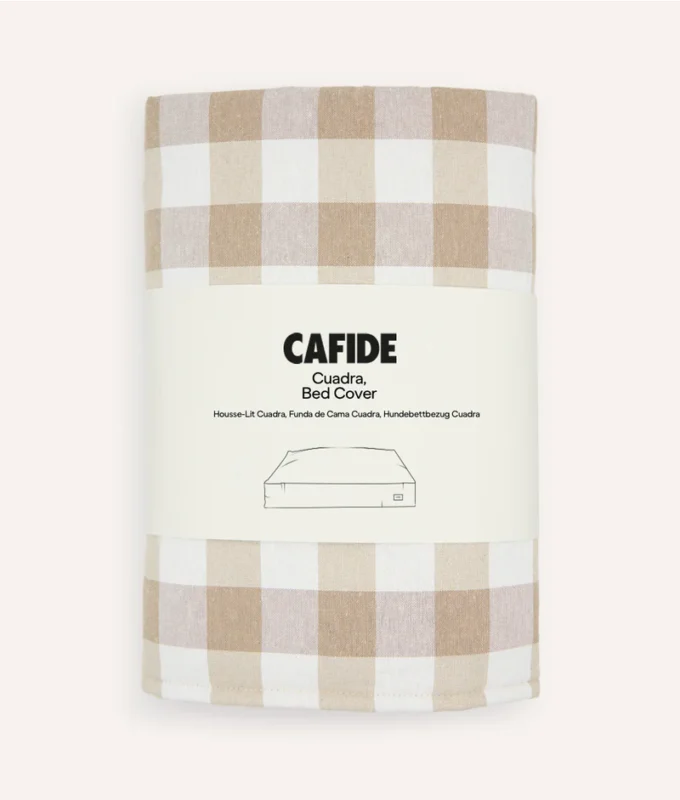 funda de cama vichy beige, cuadra1