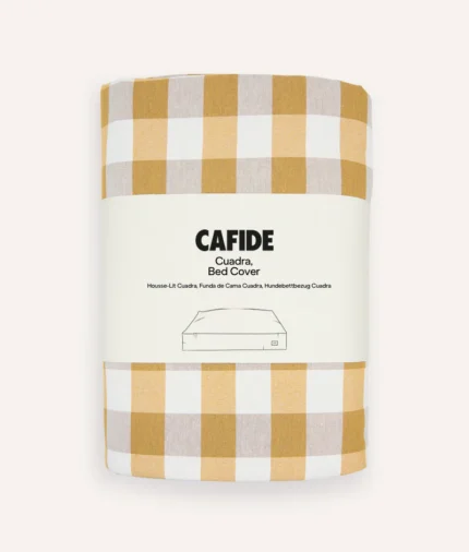 funda de cama vichy mostaza, cuadra1