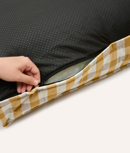 funda de cama vichy mostaza, cuadra2